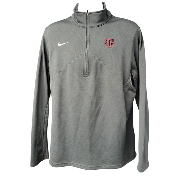 Nike Dri-FIT Texas A&M Aggies Quarter Zip Pullover Sweatshirt ‎ Large Gray E413