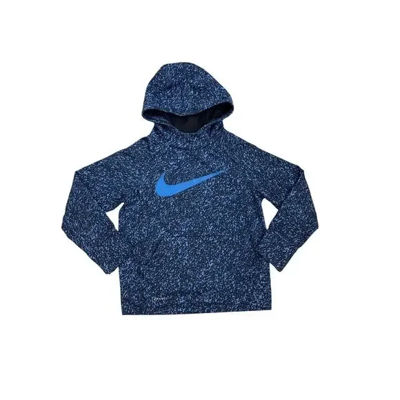Nike Hoodie Blue Swoosh Logo Dri Fit Pullover Sweatshirt Size Youth XS 6/7