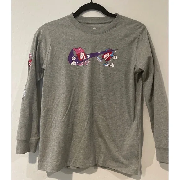 Nike Girls T- Shirt Medium Youth Long Sleeve Tee‎ Graphic Crew Neck Snowball NWT