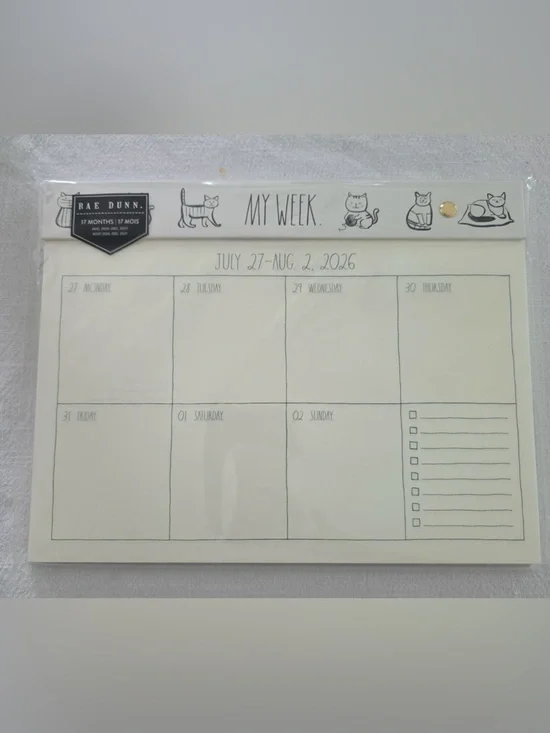 Rae Dunn MY WEEK ~ 2026 - 2027 Weekly Desk Calendar Planner Hard Back 17 Months