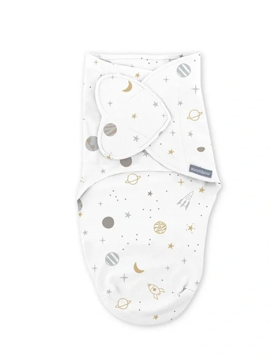 SwaddleMe White Swaddle with Gray and Gold Space Dots