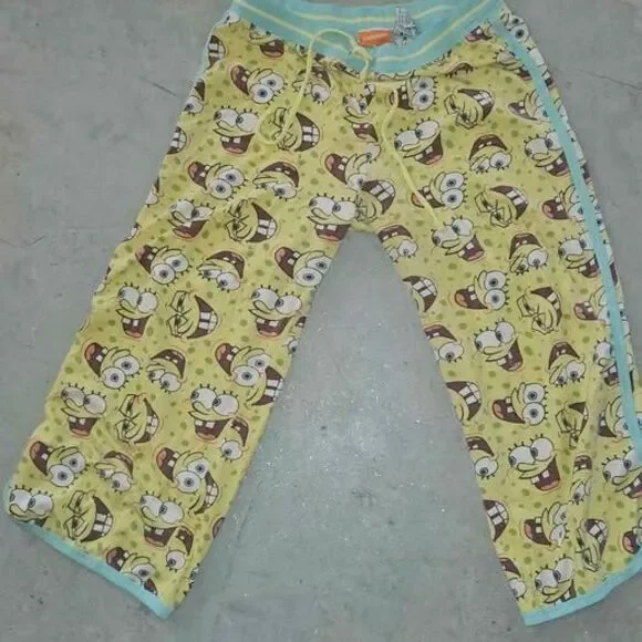 Kids Spongebob Square Pants Pajama Bottoms Size M Cute Bedtime Cartoon Nice
