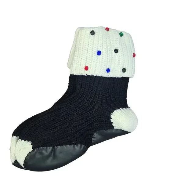 Vintage Mates Polka Dot Socks with Leather Heel Patches