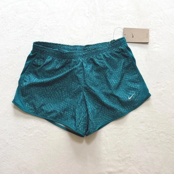 Nike Dri-FIT‎ Running Shorts Kids Large Teal Snakeskin Print FB1078-381