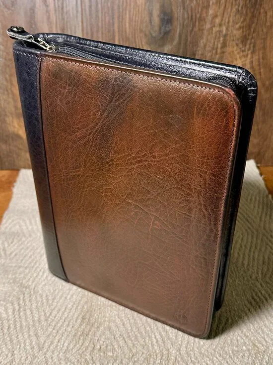 Franklin Covey Classic Leather Planner Binder Organizer Black Brown Made in USA