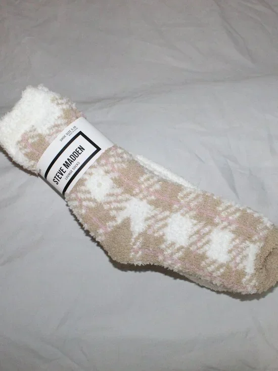 NWT Steve Madden Women's Fuzzy Lounge Socks 3 Pack White, Tan & Pink Size 5-10