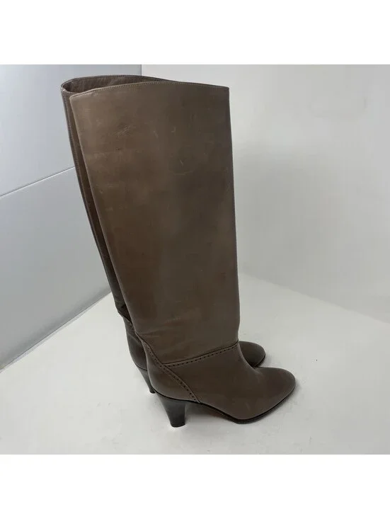 Vintage Frank More Italian Leather Boots Brogue Detail Brown EU 36 US 6 Mid-Heel