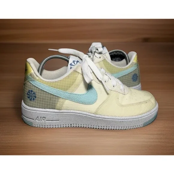 Nike Air Force 1 Crater GS White Copa Sneakers Size 5Y DC9326-100 Pre-Owned