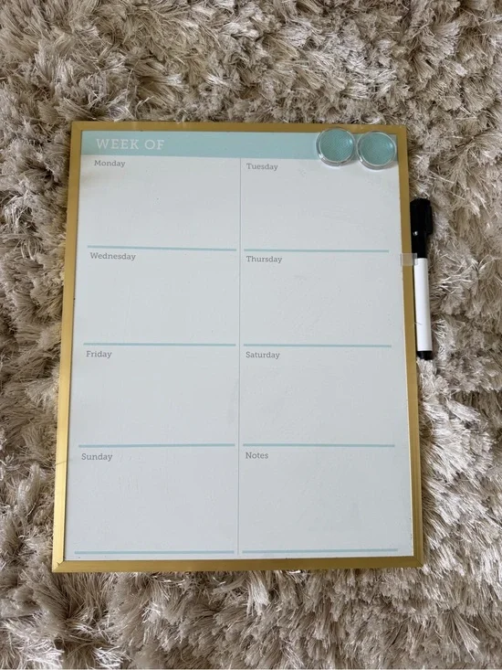 Weekly Dry-Erase Planner Board in Gold Frame