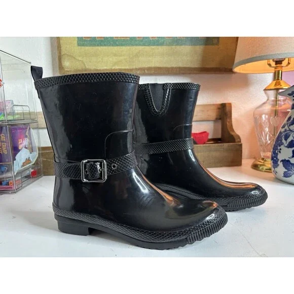 COUGAR black Rubber Ankle Rubber Waterproof Rain Boots Size 9