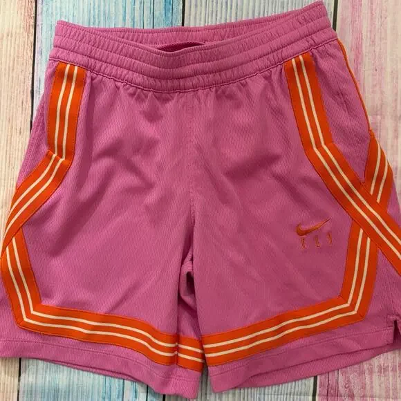 Nike Girls Medium 10-12 Pink Fly Shorts Pink Orange EUC