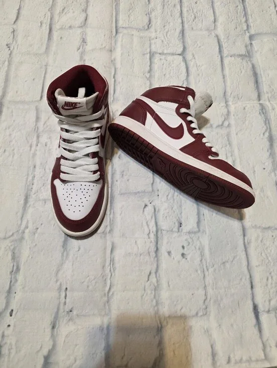 Nike High Top Sneakers in White and Maroon