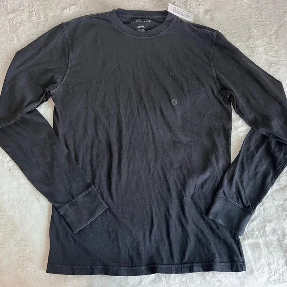 American‎ Eagle Mens Long Sleeve Crewneck Tee Black Small NWT 017-2171-1009-001