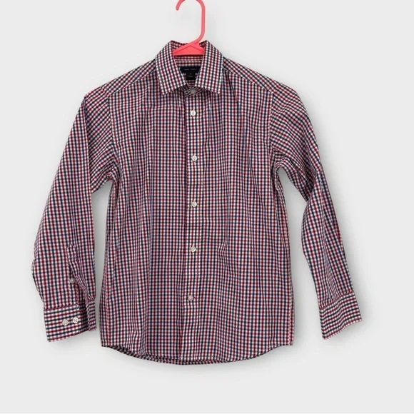 Tommy Hilfiger Long Sleeve Button Up Shirt in Red Check Boys Size 10 NWOT