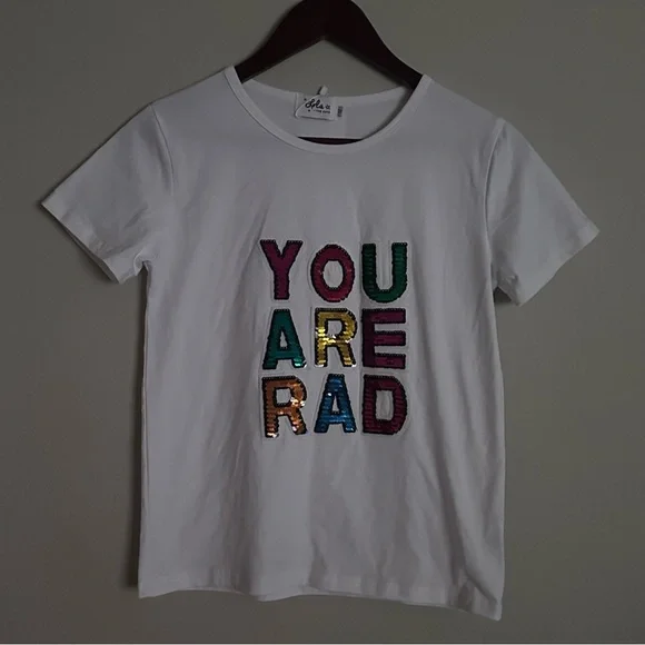 NWT | Lola + The Boys | You Are Rad Sequin Graphic T Shirt | 12