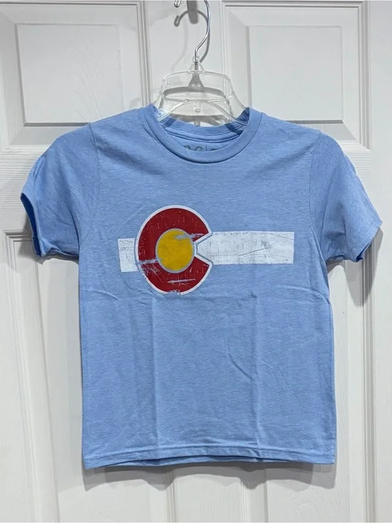 Yo Colorado Kids' XL Classic Colorado Flag Light Blue T-Shirt NWT Cotton Blend