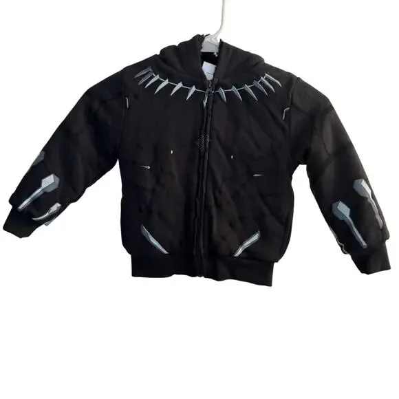 Marvel Hoodie Kids 4T‎ Black Panther Full Zip Jacket Pockets