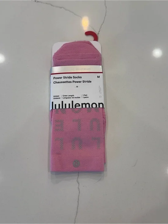 Lululemon Women's Power Stride Crew Socks *Reflective Sz M Candy Cloud NWT