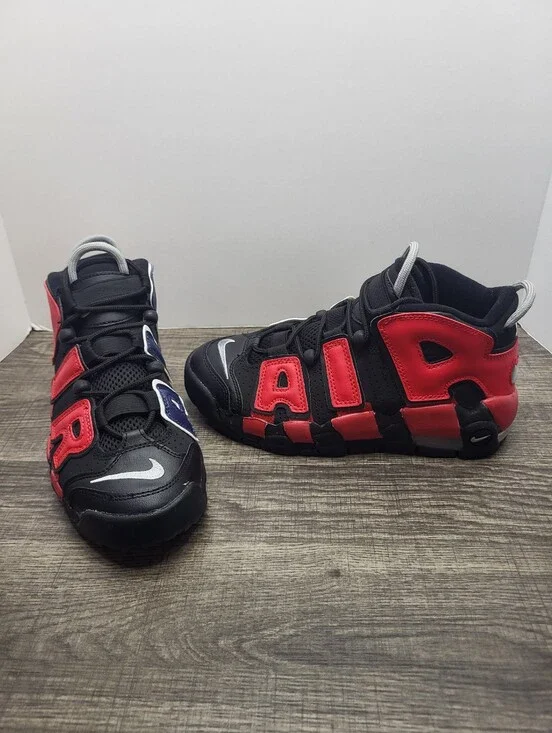 Nike Air More Uptempo Boys Sneakers Black Red Blue DM0017-001 Size 5Y
