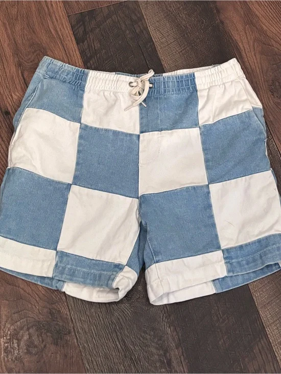 PacSun Blue and White Checkerboard Men’s Shorts in size Medium