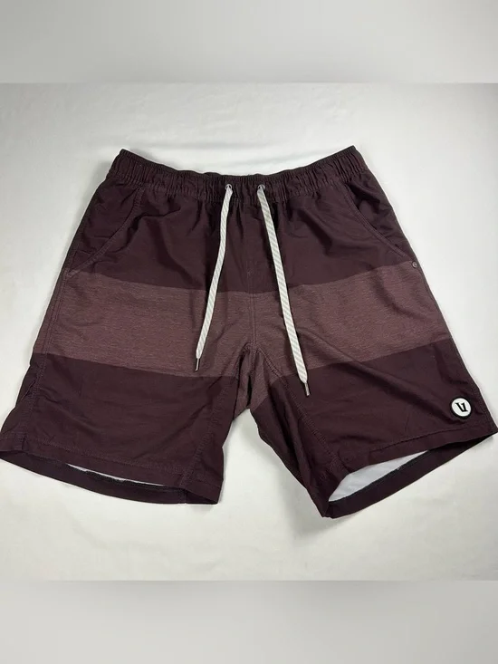 Vuori Banks Hybrid Athletic Shorts Colorblock Burgundy / Brown Men's Size Medium