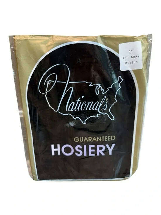 Vintage National’s Guaranteed Hosiery Pantyhose Size M NOS USA Lt Gray All Nylon