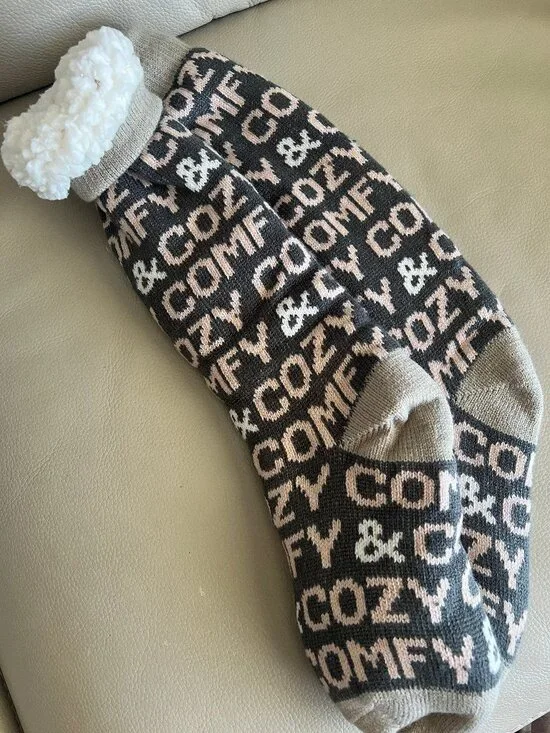 Sherpa Slipper Socks, Calf Height, one size