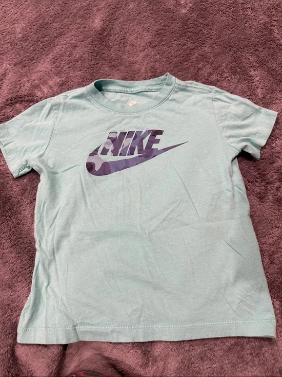 Nike Light Teal Tee with Purple Camo Swoosh Logo