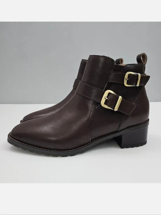 Blondo Shantel Moto Ankle Boot Womens 9 Brown Leather Waterproof Western NEW