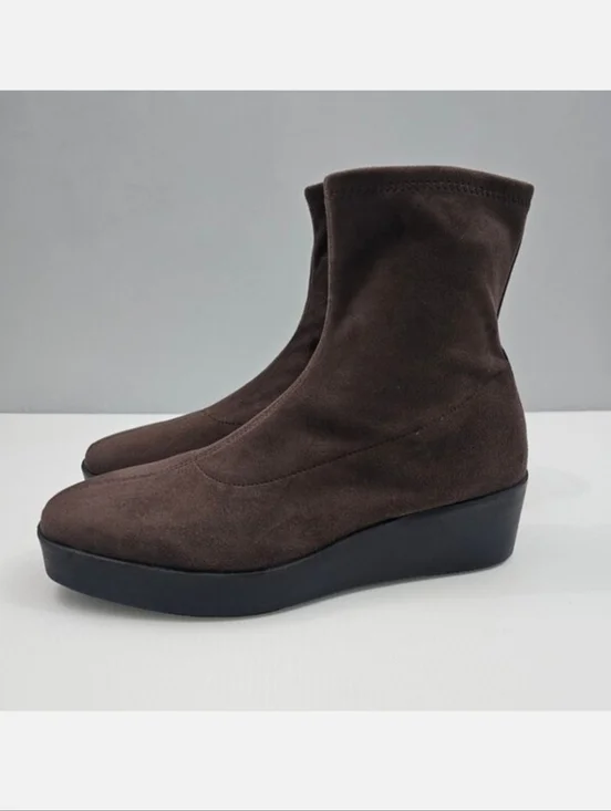 Aerosoles Chiara Wedge Ankle Bootie Womens 8.5 Brown Mid Calf Cushioned Casual