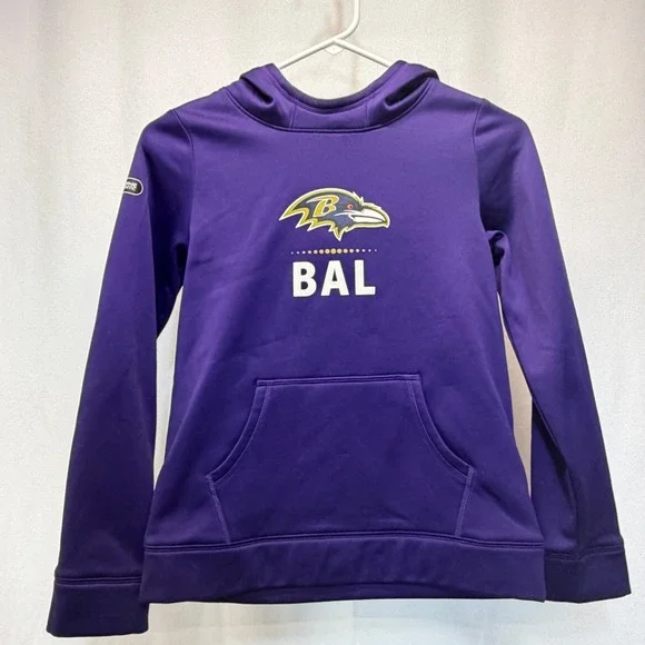Baltimore Ravens BAL NFL ColdGear Under Armour Hoodie Kids Youth Medium Purple