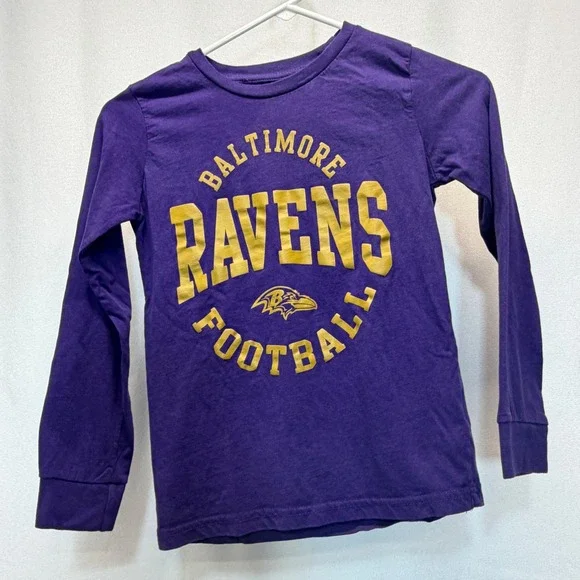 Baltimore Ravens NFL Football Shirt Kids Youth 8 Purple Long Sleeve Graphic Tee