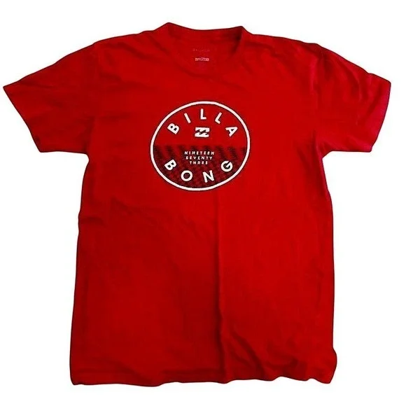 Billabong Boys Red‎ Graphic Tee Shirt Short Sleeve Core Fit Large 1973 Logo