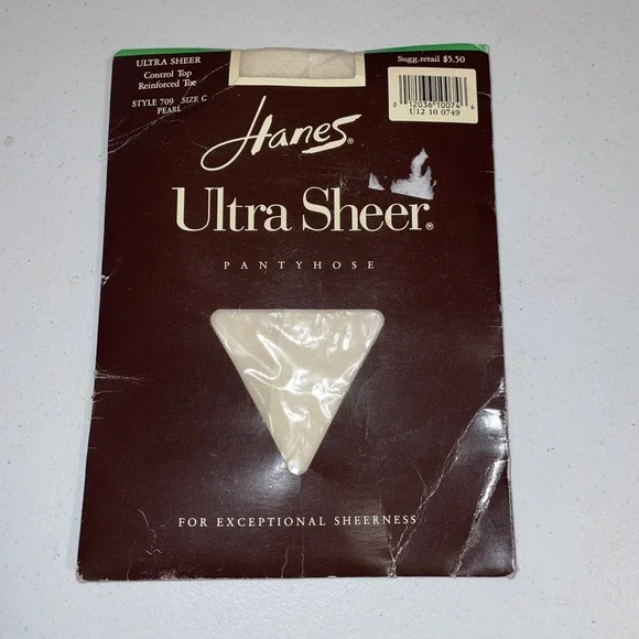 Vintage Hanes Ultra Sheer Control Top Pantyhose Pearl Reinforced Toe Size C