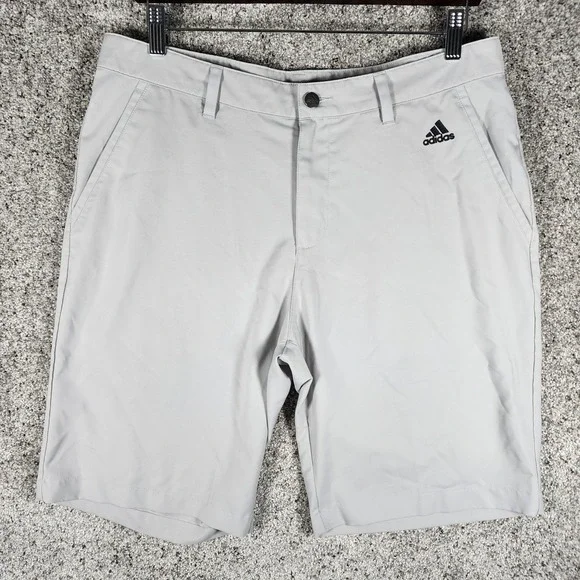 Adidas Golf Shorts Mens 34 Grey Athletic Performance 3-Stripe Excellent