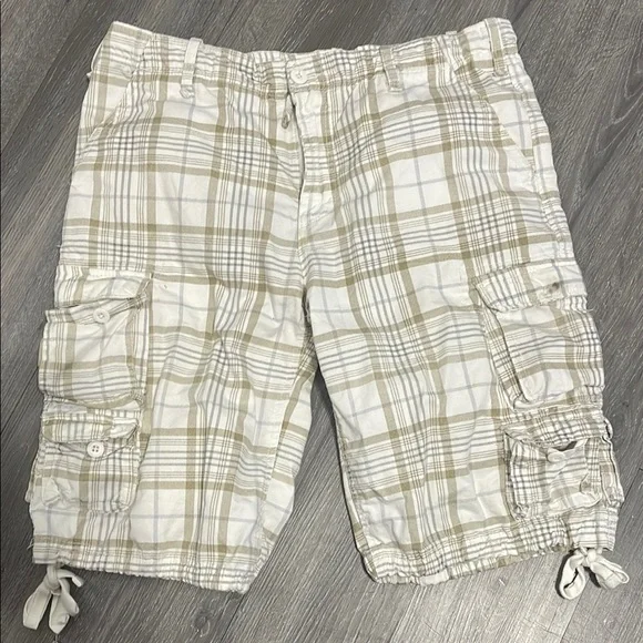Buffalo David Bitton Tan and White Cargo Shorts