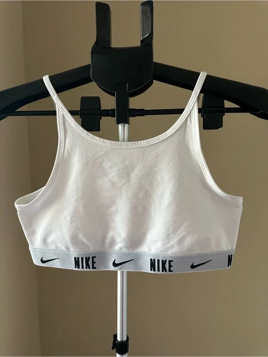 Nike White Dri-FIT Sports Bra with Elastic Band
