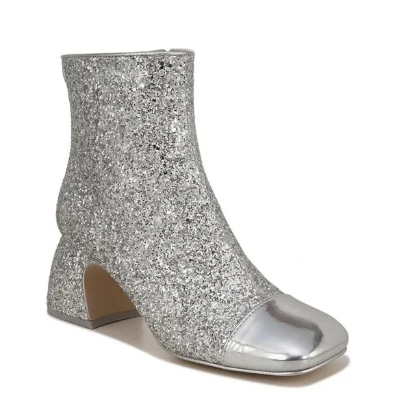 New Circus NY by Sam Edelman Women's Osten Ankle Bootie Silver  Glitter Size 6.5