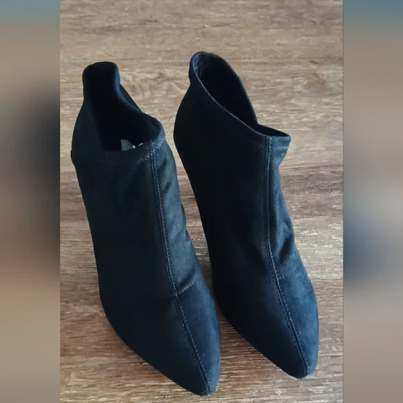 MIA Black Suede Pointed Toe Ankle Booties