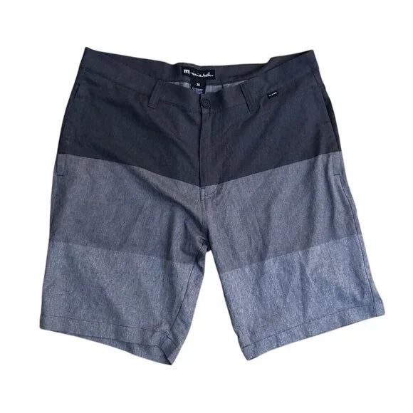 TRAVIS MATHEW Golf Shorts 36 Men's Grey Striped Bottoms Performance​
