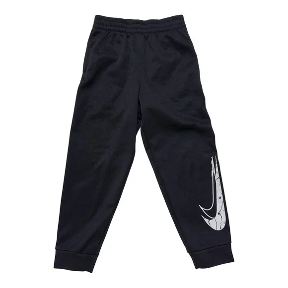 Nike Kids Therma-FIT Joggers Black Graphic Swoosh Sweatpants N274-J4R Size 7 6-7