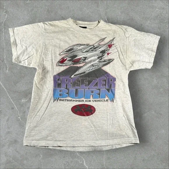Vintage DC Comics Kids XL Shirt Grey Batman Bathammer 90s Freezer Burn 1997 DC