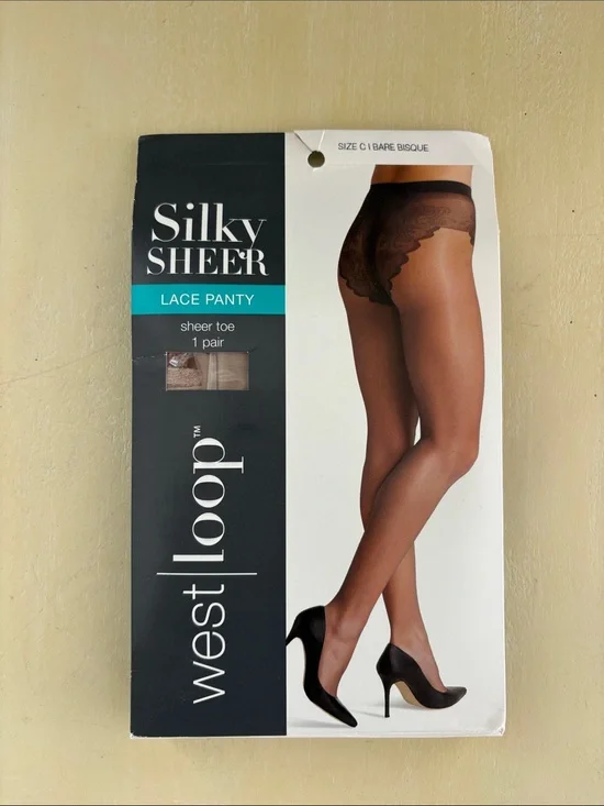 West Loop Silky Sheer Lace Panty Hosiery Bare Bisque Size C