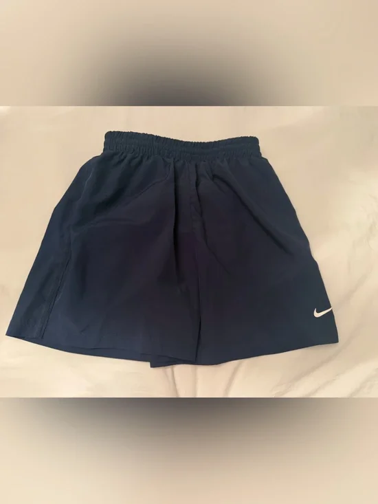 3 pairs of boys dry fit NIKE shorts blue, navy, gray white logo elastic waist
