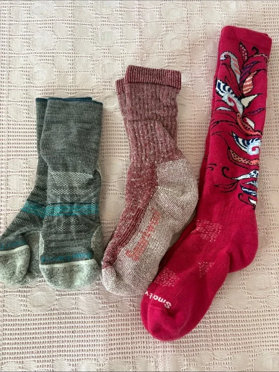 Women’s size medium three pairs, smart wool ski hiking socks