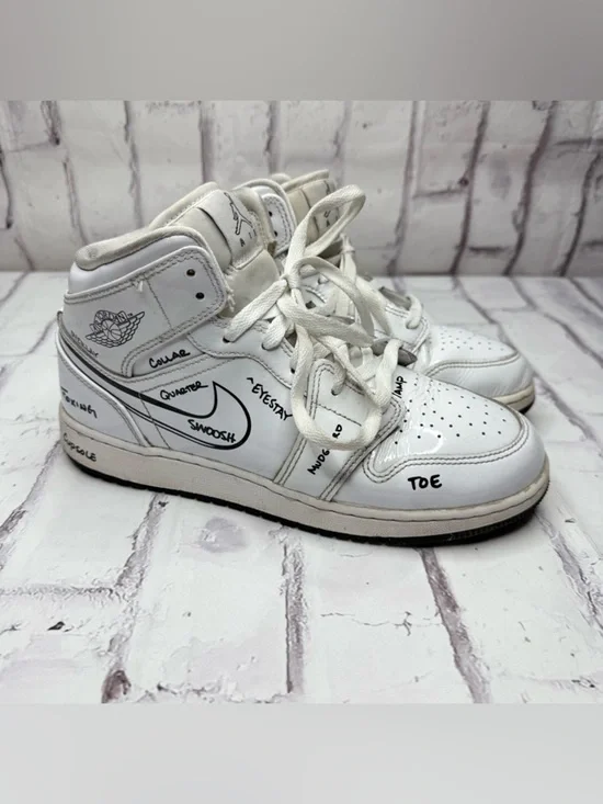 Nike Air Jordan 1 Mid GS 'Schematic' Youth Size 7Y 2021 DQ1864-100 High Top