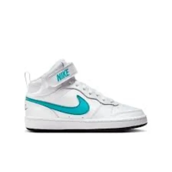 Nike Court Borough Mid 2 Kids White Teal Sneakers CD7784-117 Size 10C