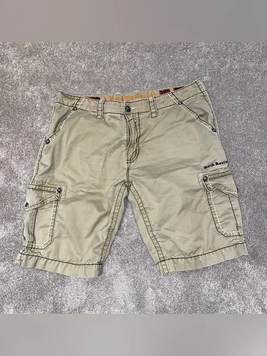 Rock Revival Khaki Cargo Shorts Men’s 40” Classic Fit Fading Summer