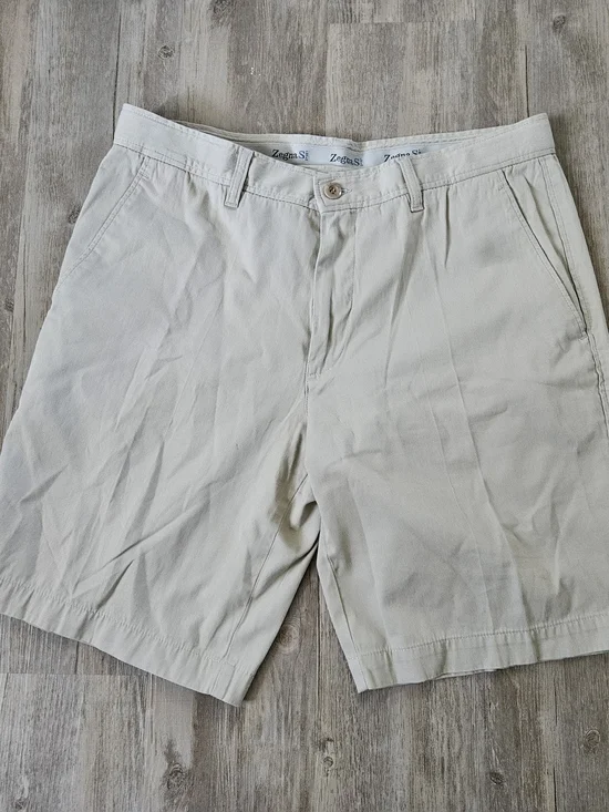 Zegna Sport Light Beige Men's Flat Front Causal Cotton Chino Shorts Size 34