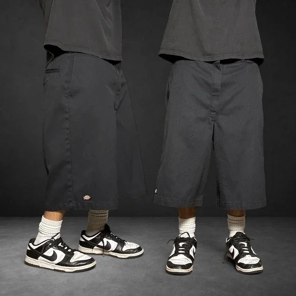 Dickies Loose Fit Work Shorts Black Baggy Skater Size 36 90s Y2K Retro